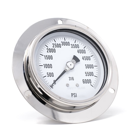 Gauge,4,0-6000psi,1/4LBM,SS,FrtFlang